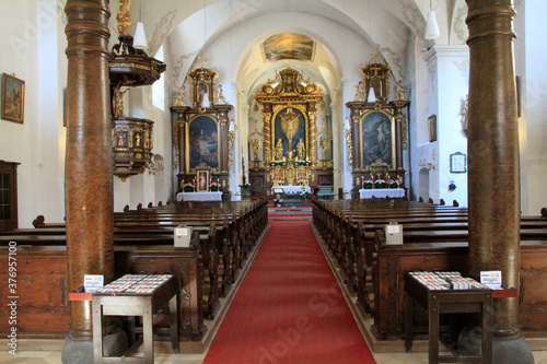 Innenansicht der Klosterkirche auf dem Kreuzberg  Unterfranken  Bayern  Deutschland  Europa