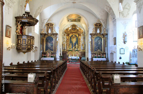 Innenansicht der Klosterkirche auf dem Kreuzberg  Unterfranken  Bayern  Deutschland  Europa