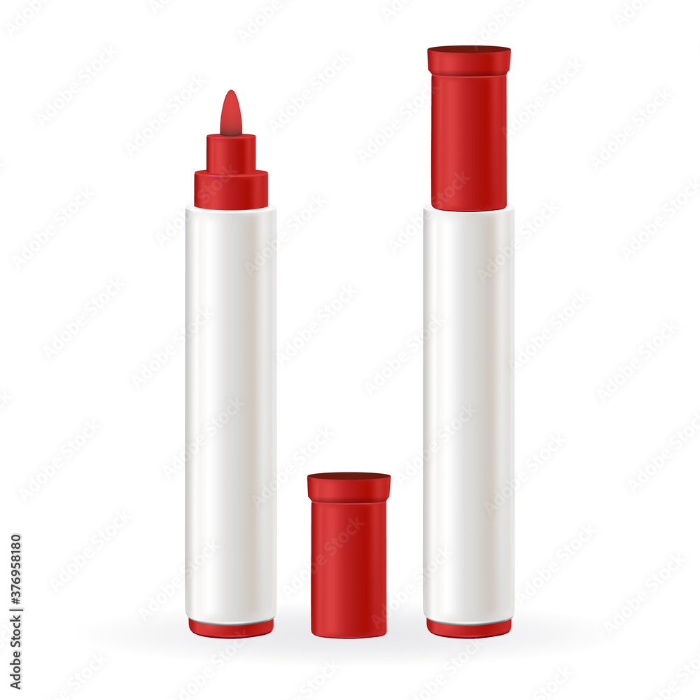 Marker Pens With Opened And Closed Cap Vector Marker Pens With Opened And Closed Cap Vector