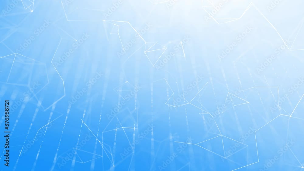 Loop features animated technology based shapes, connected white lines on a blue background.