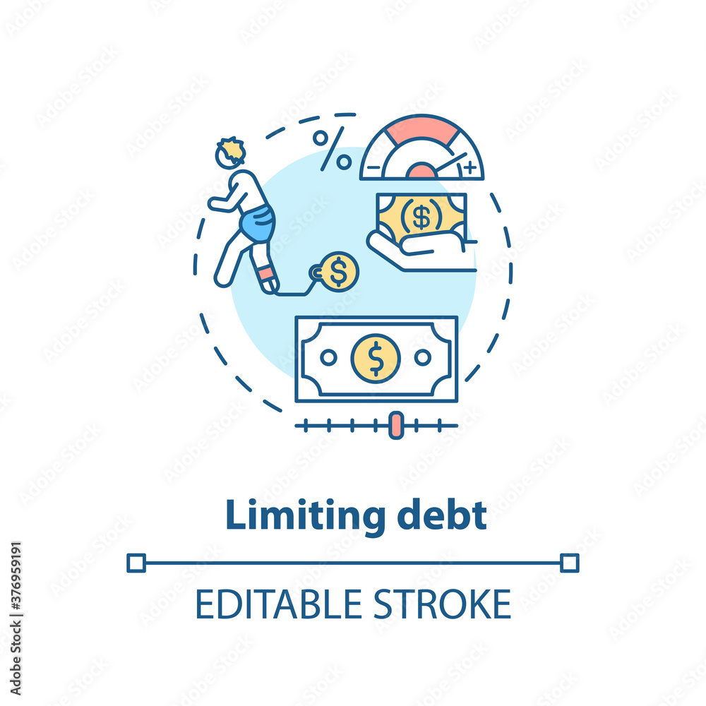 Limiting fund concept icon. Saving strategy. Money managing ideas. Success investment. Financial literacy idea thin line illustration. Vector isolated outline RGB color drawing. Editable stroke