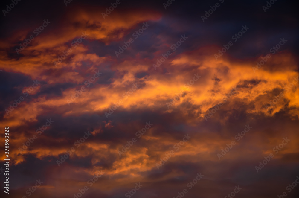Beautiful cloudscape with sunray bright color blue and red