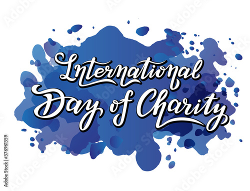 international day of charity lettering text design. vector illustration of september celebration.