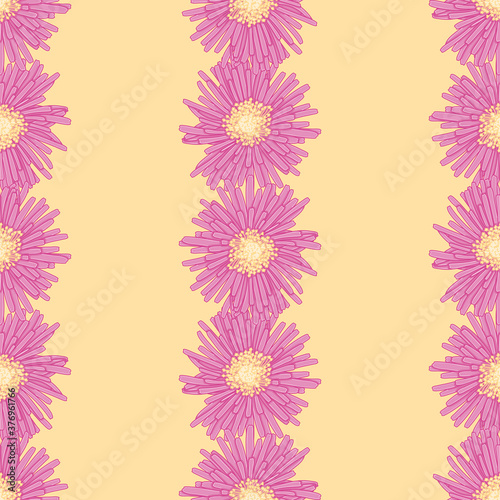 Hottentot Fig floral seamless pattern background. Flower vertical lines vector illustration.
