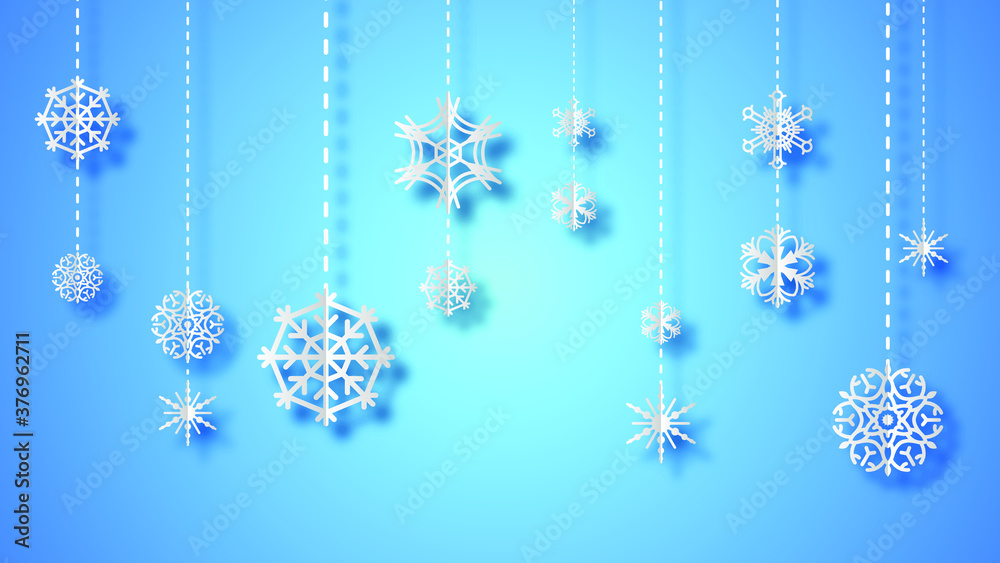 Abstract Blue Gradinet Background Winter With Snowflakes Shadows Vector Design Style Template Abstract Blue Gradinet Background Winter With Snowflakes Shadows Vector Design Style Template
