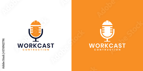 Inspiring luxury work podcast logo design. icon podcast logo job for construction work