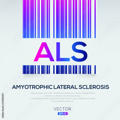 ALS mean (amyotrophic lateral sclerosis),Vector illustration.