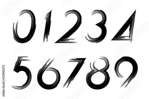 Set of grunge numbers isolated on a white background.
