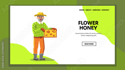 Flower Honey Bio Product Holding Beekeeper Vector