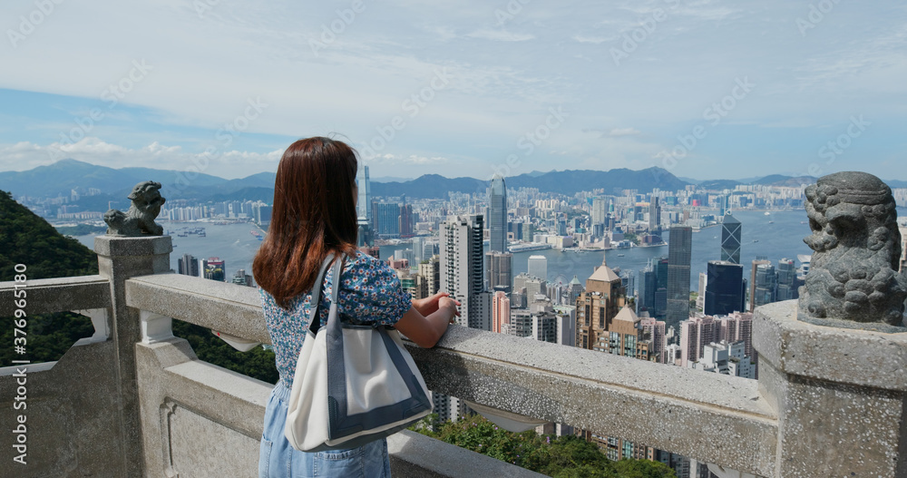 Woman visit Hong Kong city
