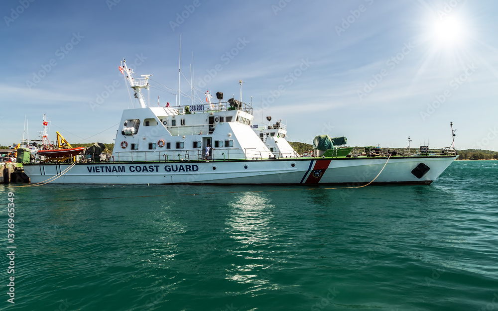 Coast Guard ship at anchor in Phu Quoc Island, Vietnam - December 16 ...