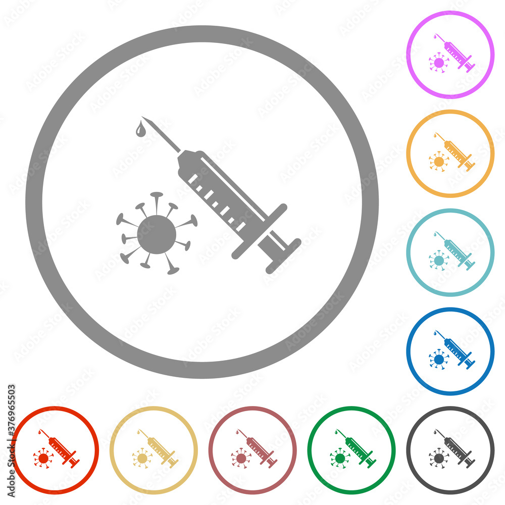 Antiviral injection flat icons with outlines Antiviral injection flat icons with outlines