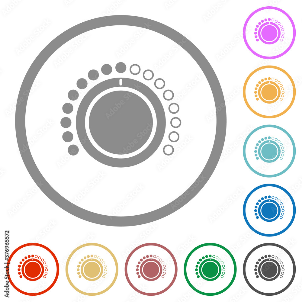 Volume control flat icons with outlines Volume control flat icons with outlines