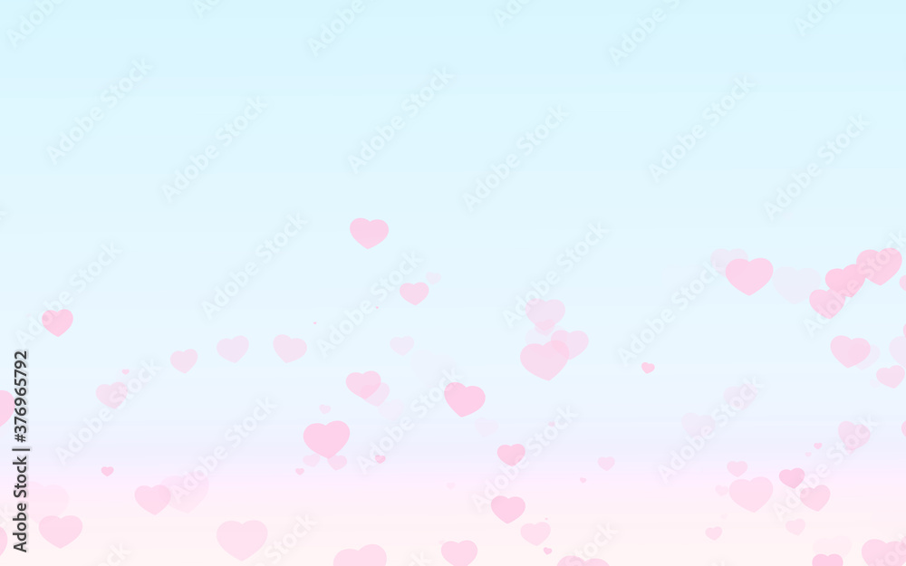 Valentine day pink hearts on blue background.