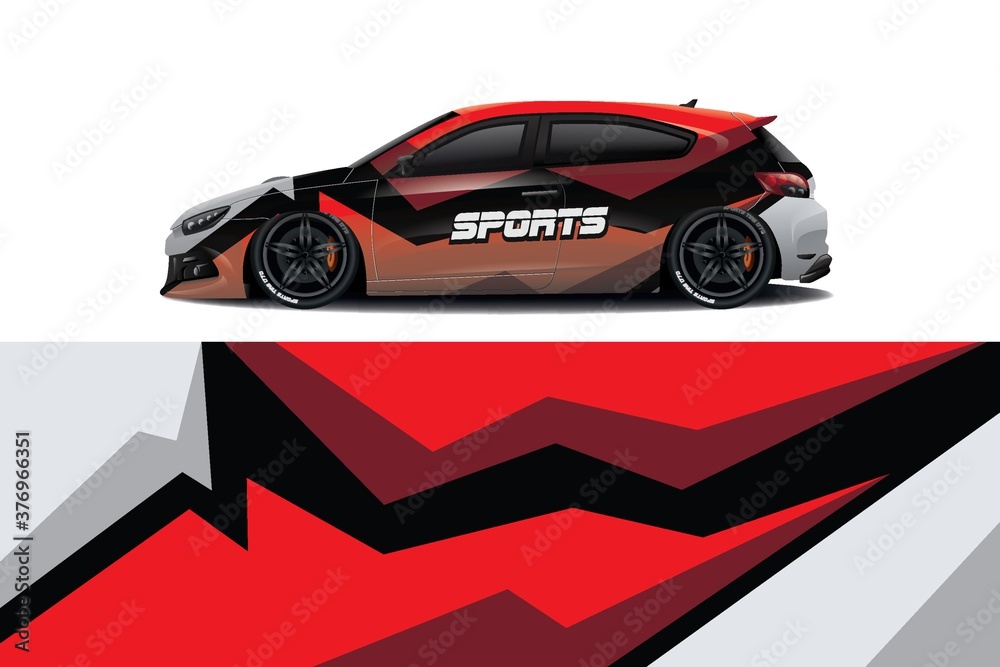 Naklejka premium Sports car wrapping decal design