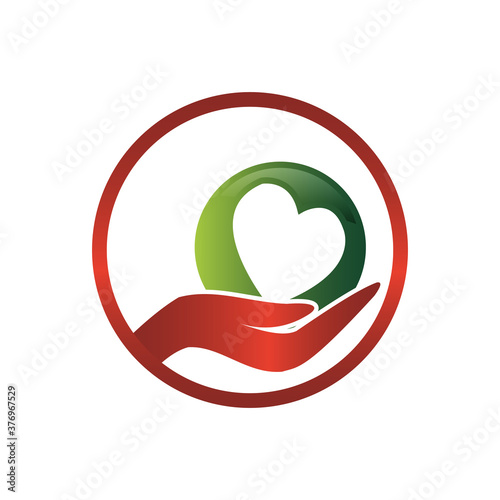 Illustration design hand with heart icon symbol