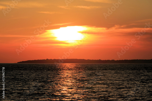 orange sundown in Fazana, Croatia