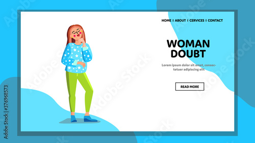 Woman Doubt Thinking Difficult Question Vector illustration