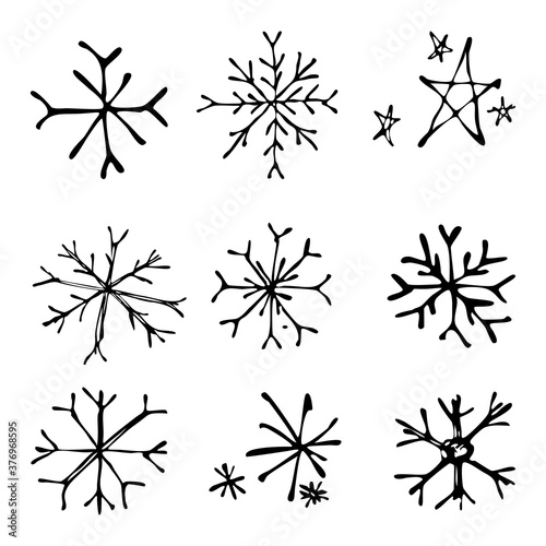 Hand drawn snowflakes  vector set  christmas elements   winter decorations