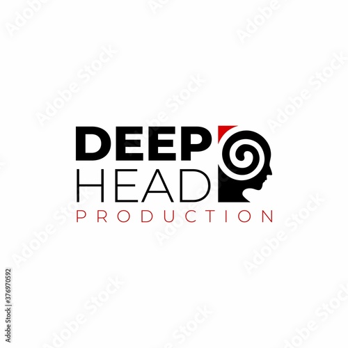 Spiral head logo template, State of hypnosis logo design, Spiral shape on head vector design, Deep head logotype