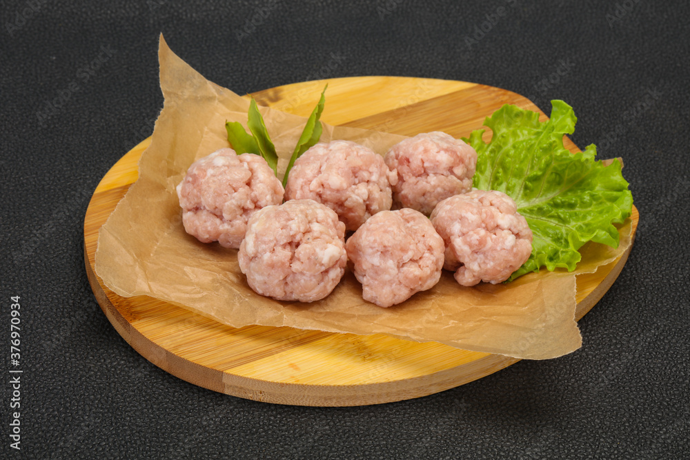 Homemade raw pork minced meatball for cooking Homemade raw pork minced meatball for cooking