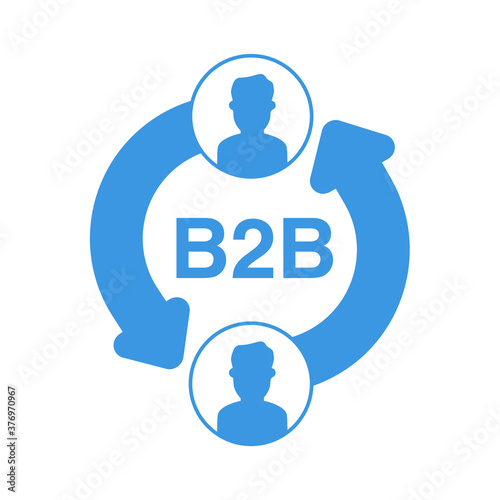 b2b icon isolated on white background.Business-to-business.  Communication marketing. Vector flat illustration.