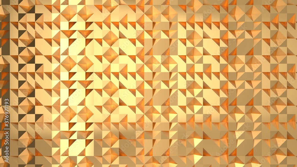 3D Rendered background abstract gold polygon triangle. 3D Rendered background abstract gold polygon triangle.