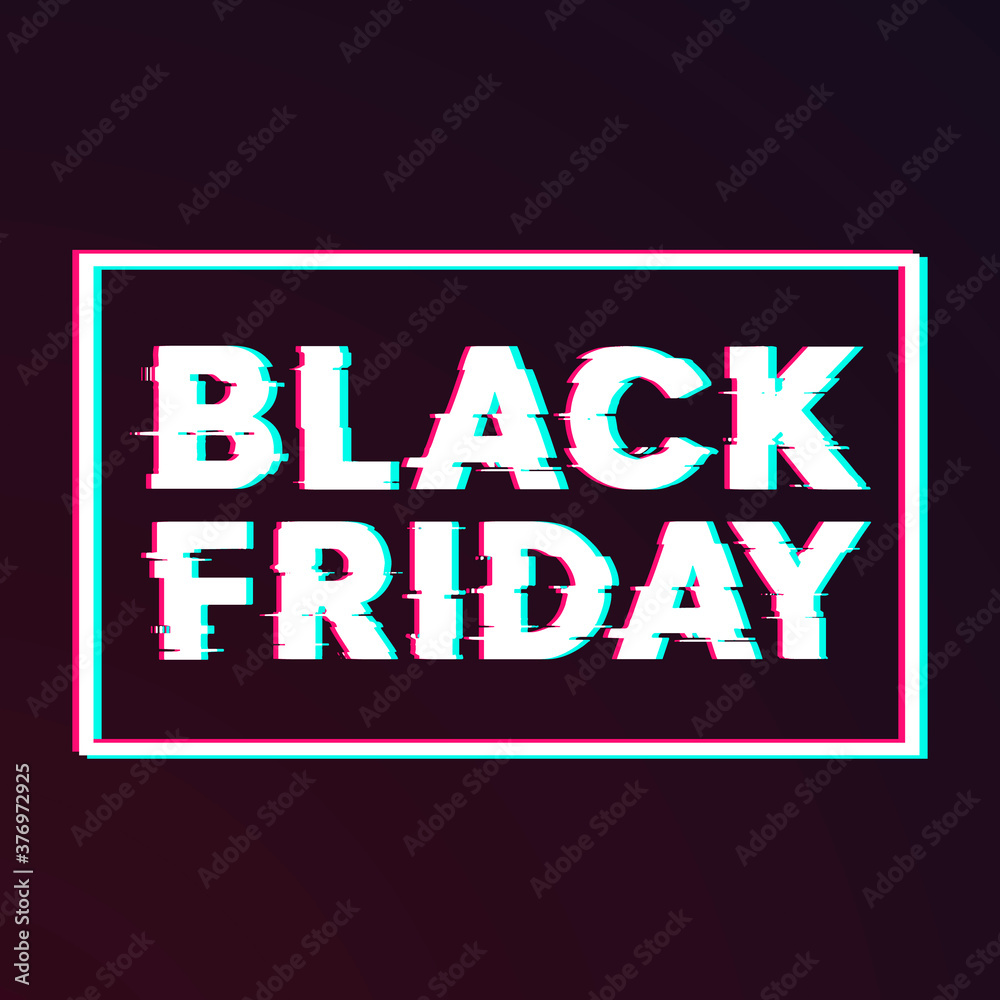 Obraz premium Black Friday. Sale lettering template design. Black Friday banner. Black Friday crash text. Anaglyph 3D effect. Technological retro background. Special offer. Vector illustration EPS10