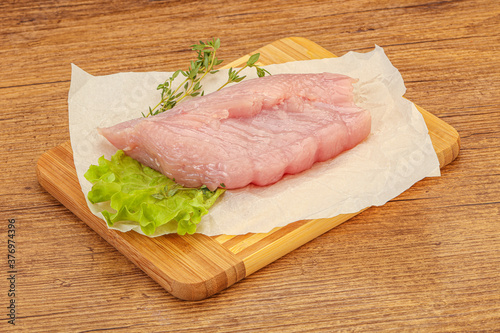 Raw turkey breast steak for cooking