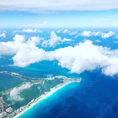 aerial view of the sea and clouds