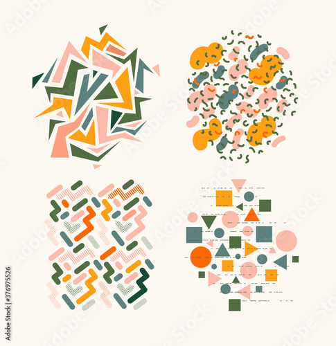 vector illustration of hand drawing work. creative outline doodles of abstract shapes. graphic design for background or frame for text. abstract isolated art elements for flyer, booklet, card, cover