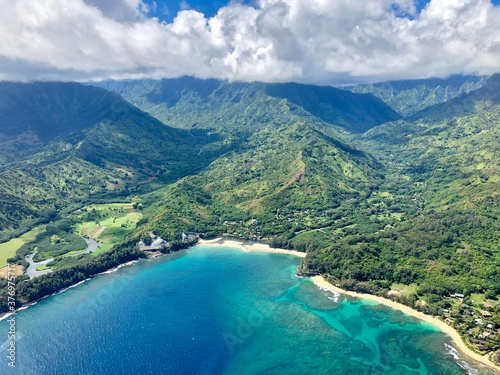 Air view of Kauai coastline