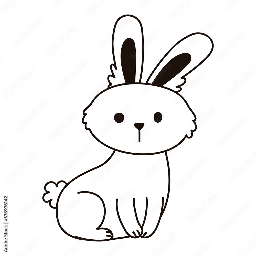 Fototapeta premium rabbit sitting animal cartoon isolated icon line style