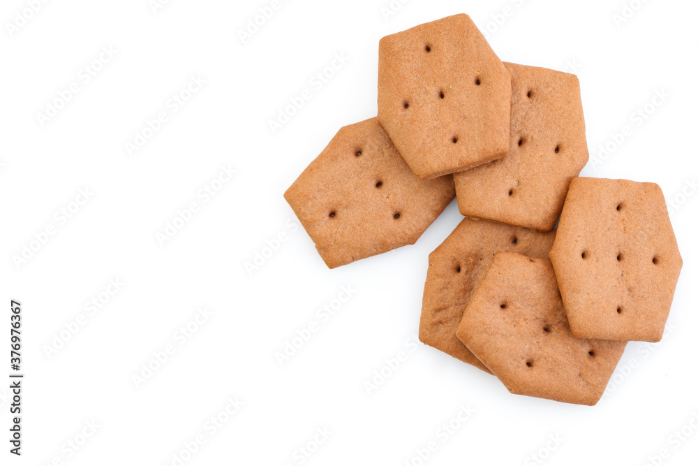 Sweet crackers with cocoa isolated on white background.. Close-up Sweet crackers with cocoa isolated on white background.. Close-up