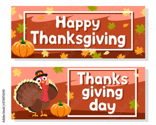Turkey flaps its wing, place for text. Thanksgiving Day