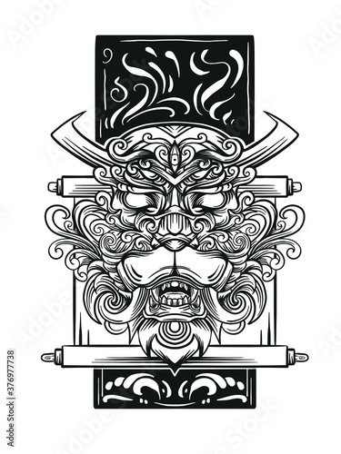 illustration of dragon, japanese dragon art  vector illustration