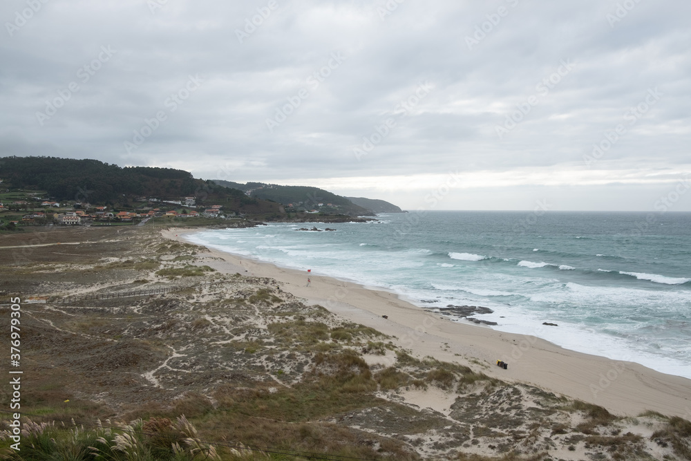 view of the beach of Barrañan, Galicia, on the atlantic coast view of the beach of Barrañan, Galicia, on the atlantic coast
