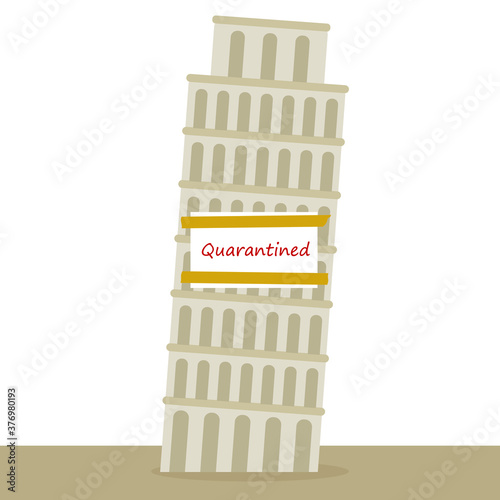 Leaning Tower of Pisa with the Quarantined Closed sign