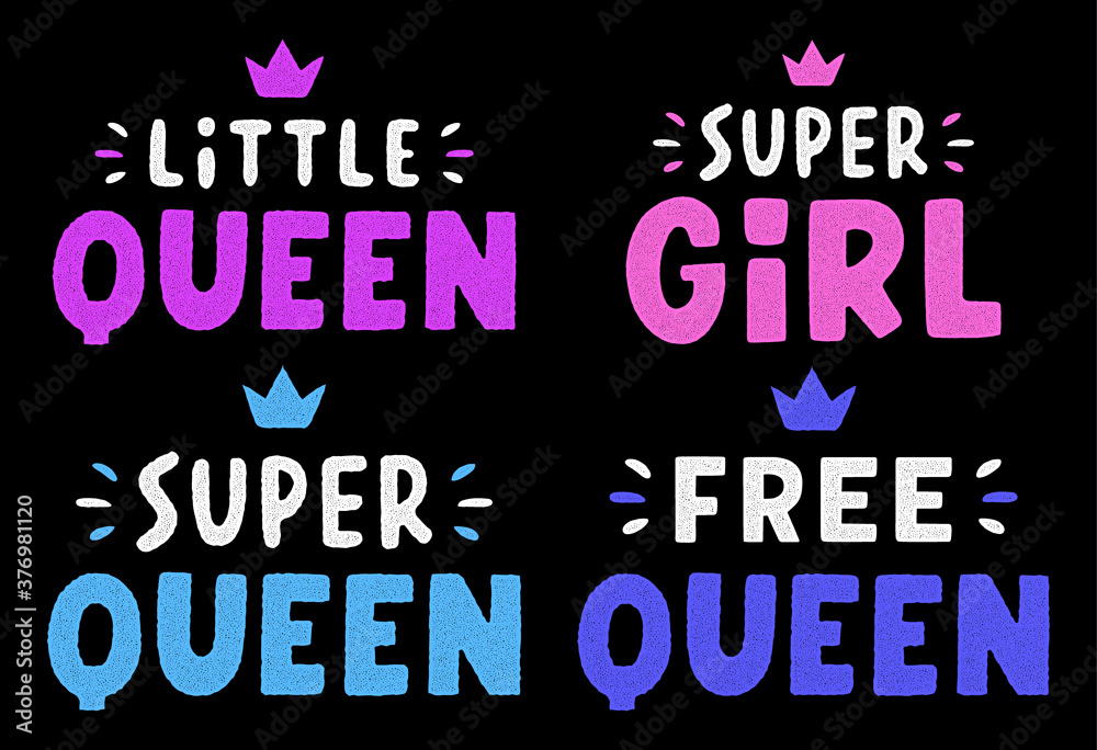 Super queen. Quote for banner. Retro colorful lettering. Vintage typography. Hand drawn grunge phrase.