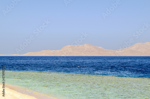 Mountain landscape of Tiran island in the Red Sea