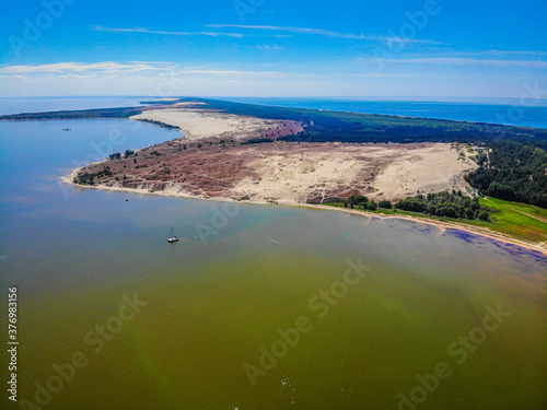 Aerial view of Nida Parnidis dune in Curonian spit next to Russian boarder