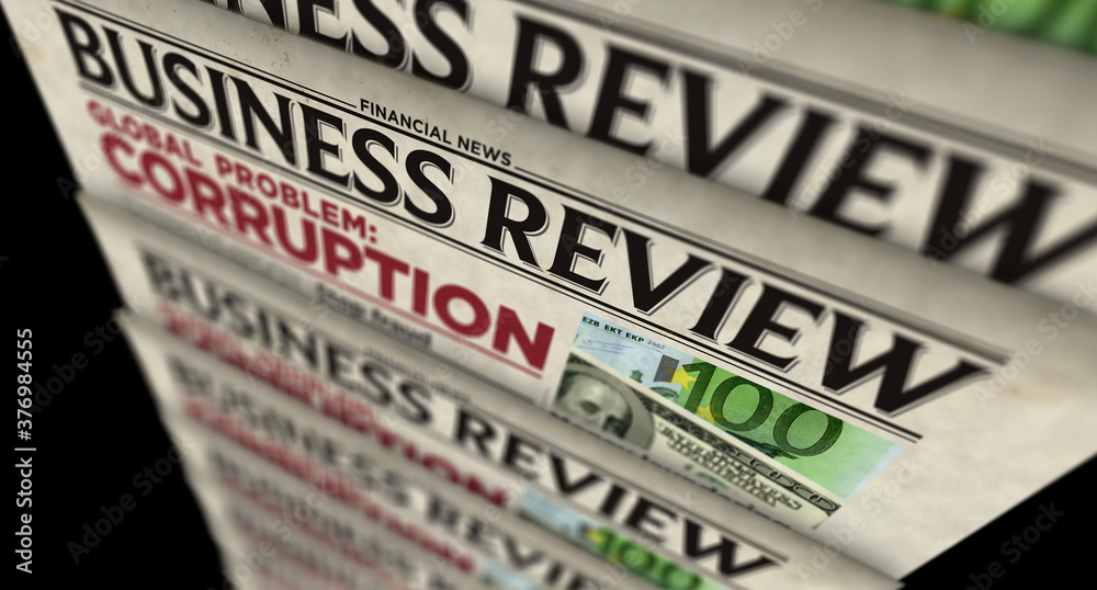 Obraz premium Corruption in business global problem retro newspaper printing press