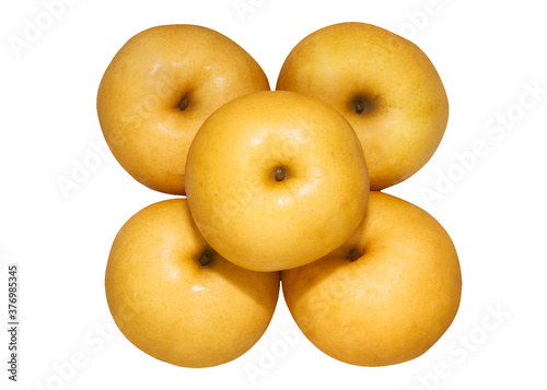 Top view of pears. Asian pears isolated on white background. 