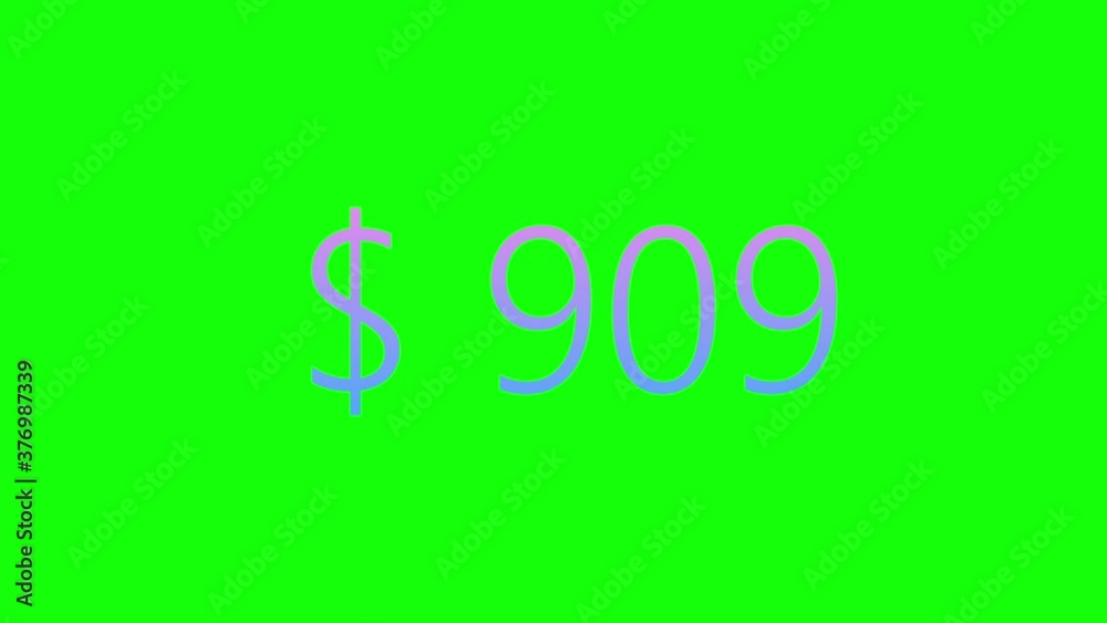 Colorful Animation of Dollars Counter. Сurrency Counter on Green Screen (Chroma Key) Background. Colorful Animation of Dollars Counter. Сurrency Counter on Green Screen (Chroma Key) Background.