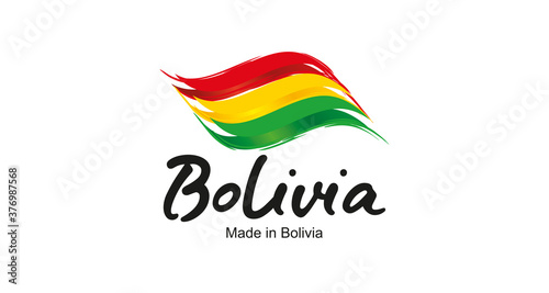 Made in Bolivia handwritten flag ribbon typography lettering logo label banner