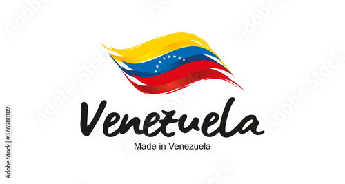 Made in Venezuela handwritten flag ribbon typography lettering logo label banner