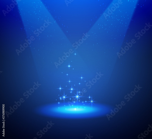 Magic shiny background with spotlight. Stars and dust like nature light on the scene.