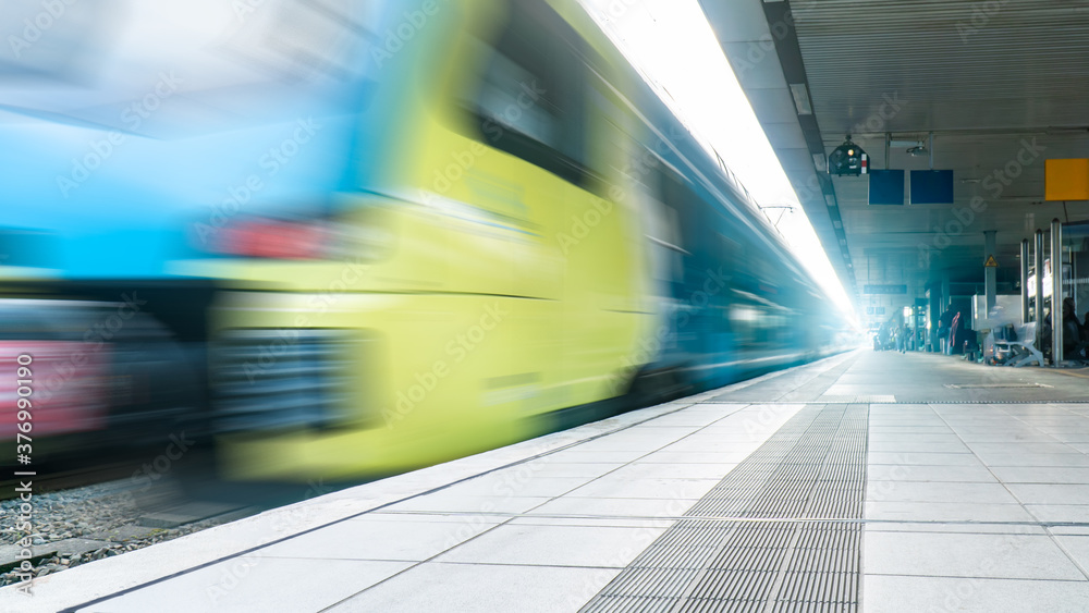 Abstract background travel of public transportation with blur speed motion movement of train on railway tunnel subway Abstract background travel of public transportation with blur speed motion movement of train on railway tunnel subway