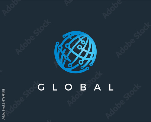 minimal global logo template - vector illustration