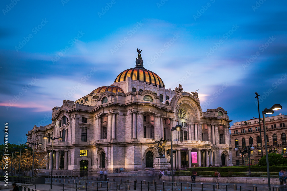 Bellas Artes Palace at night, Mexico City